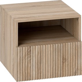HOMCOM Mesa de cabeceira, design sem puxador, compartimento aberto, gaveta, montagem na parede, marrom claro | Aosom Portugal