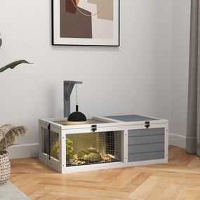 Gaiola para pequenos animais (tartarugas) com 2 espaços para lâmpadas, 81 x 48 x 31,5 cm, cinzenta