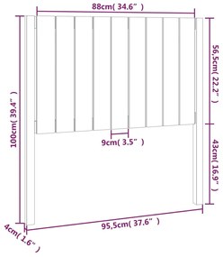 Cabeceira de cama 95,5x4x100 cm madeira de pinho maciça branco