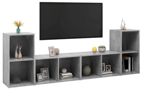 Móveis de TV 4 pcs derivados de madeira cinzento cimento