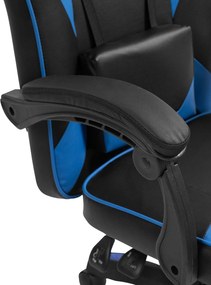 Cadeira de escritório em couro sintético preto e azul