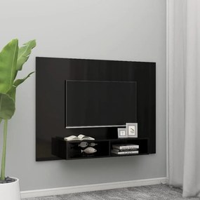 vidaXL Armário parede p/ TV 135x23,5x90 cm madeira preto brilhante