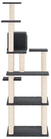 Árvore p/ gatos c/ postes arranhadores sisal 153cm cinza-escuro