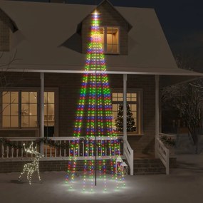 vidaXL Árvore de Natal mastro de bandeira 732 LEDs 500 cm colorido