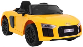 Carro elétrico para Crianças 12V AUDI R8 Spyder RS Rodas EVA, Assento de couro Amarelo