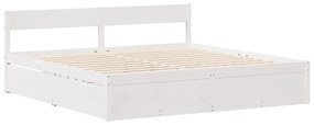 Cama sem colchão 140x190 cm madeira de pinho maciça branco