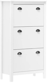 vidaXL Sapateira Hill 72x35x124cm madeira de pinho maciça branco