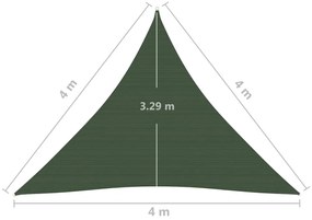 Para-sol estilo vela 160 g/m² 4x4x4 m PEAD verde-escuro