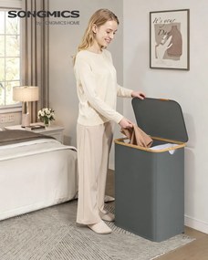 Cesto da roupa suja 52 x 38,5 x 70,5 cm com tampa, 140 litros, em tecido Oxford cinzento ardósia