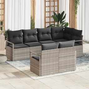 Conjunto de Sofás para Jardim vidaXL de 7 Peças com Almofadas Cinzento