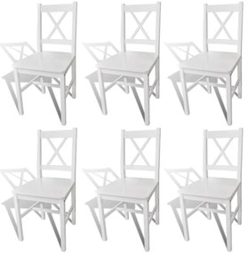 Cadeiras de jantar 6 pcs madeira de pinho branco