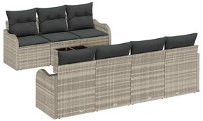 Conjunto de Sofá de Jardim de 8 Peças com Almofadas Cinzento-claro Rat