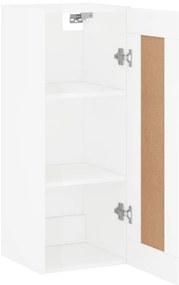 Armário parede 34,5x34x90 cm derivados madeira branco brilhante