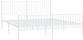 Estrutura de cama com cabeceira e pés 183x213 cm metal branco