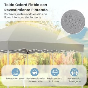 Tenda dobrável portátil com 8 estacas, 4 âncoras, 4 cordas de vento, 4 sacos de areia, 300 x 300 x 266-286 cm - cinza