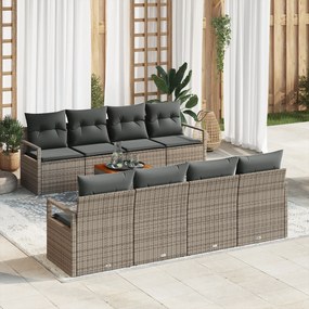 Conjunto de Sofá de 9 Peças vidaXL com Almofadas Cinza Rattan Sintétic