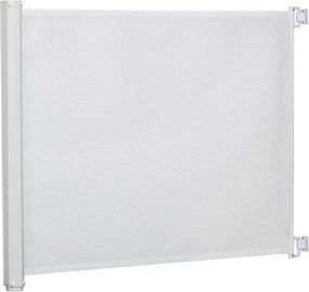 Barreira para Cães Retrátil Dobrável com Largura Ajustável 5,5-115 cm com Função de Enrolamento Automático Branco