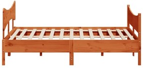Cama sem colchão 200x200 cm pinho maciço castanho-mel