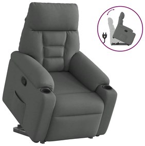 vidaXL Poltrona reclinável elevatória tecido cinzento-escuro