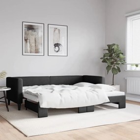 vidaXL Sofá-cama com gavetão 80x200 cm tecido preto