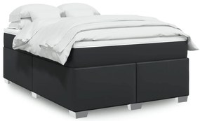 vidaXL Cama com molas/colchão 140x200 cm couro artificial preto