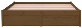 Estrutura de cama 140x190 cm madeira maciça castanho-mel