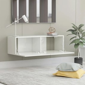 Móvel de TV 100x30x30 cm derivados de madeira branco brilhante