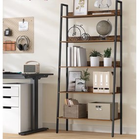 Estante 5 níveis design industrial 30 x 80 x 170 cm Castanho vintage-Preto