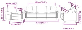 3 pcs conjunto de sofás com almofadas veludo preto
