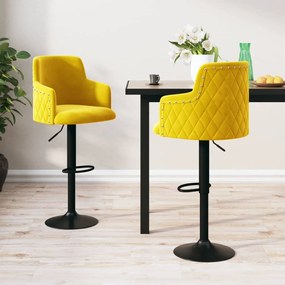vidaXL Bancos de bar 2 pcs veludo amarelo mostarda