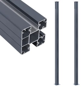 vidaXL Postes de cerca 2 pcs alumínio 185 cm cinzento-escuro