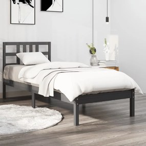 vidaXL Estrutura de cama solteiro 90x190 cm madeira maciça cinza