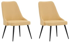 vidaXL Cadeiras de jantar 2 pcs tecido amarelo