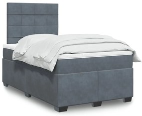 Cama boxspring com colchão 120x190 cm veludo cinzento-escuro
