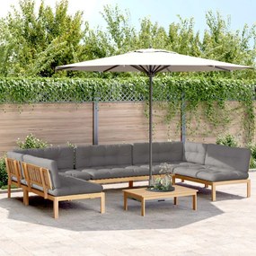 vidaXL 6 pcs conj. sofás paletes p/ jardim c/ almofadões acácia maciça