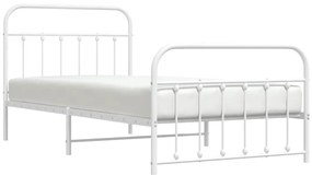 Estrutura de cama com cabeceira e pés 100x200 cm metal branco