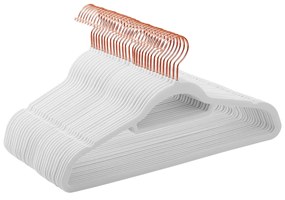 Cabides de veludo SONGMICS, conjunto de 30 cabides para roupas, antiderrapantes, com barra de gravata e gancho em ouro rosa, economizam espaço, 0,6 cm de espessura, 43,5 cm de comprimento, para vestidos e calças, branco CRF021W01