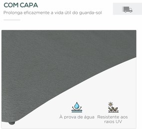 Chapéu de Sol Excêntrico de 3 m com Luzes LED Chapéu de Sol de Jardim