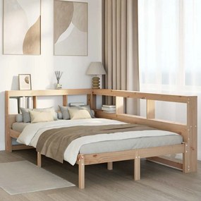 vidaXL Cama com estante sem colchão 120x200 cm pinho maciço