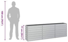 Canteiro elevado de jardim 240x40x77cm aço galvanizado prateado