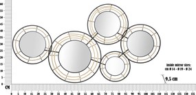 PAINEL DE PAREDE DE FERRO COM ESPELHOS OPORTO CM 111X9,5X59 PRETO E CASTANHO