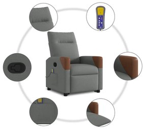 Poltrona elevatória de massagens tecido cinzento-escuro