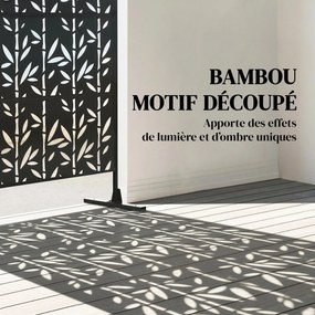 Biombo decorativo de proteção visual para exterior 92 x 40 x 192 cm, claustra decorativa para jardim, 3 painéis com padrão de bambu em metal, preto