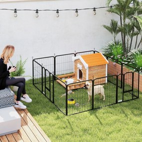 Parque para cães, recinto para cães com 12 painéis, modular e dobrável, em aço, com 2 portas, para cachorros, para interior e exterior, 60 cm de altur