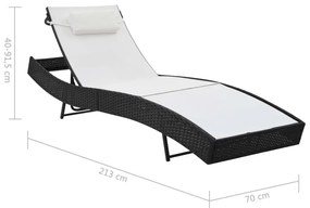 Espreguiçadeiras com mesa 2 pcs vime PE e textilene preto