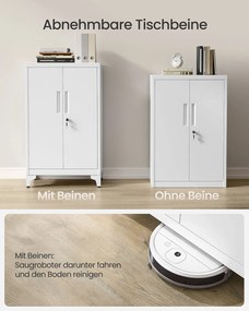 Armário arquivo escritório 40,2 x 60,1 x 99 cm com fechadura e 2 portas branco mate