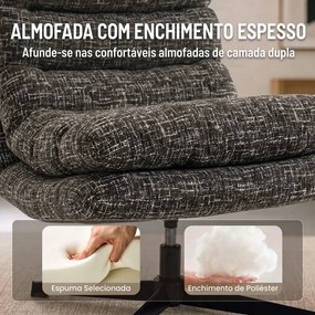 Poltrona Giratória em Chenille com Apoio para os Pés Ajustável Acolchoamento Espesso Cinza