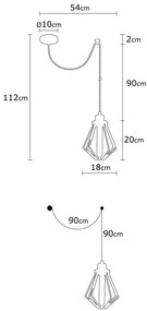 Chandelier Oylat – Preto e Bronze – Diâmetro 54 cm, Altura 114 cm