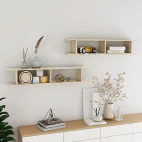 Estantes de parede 2 pcs 105x18x20 cm contrapl. carvalho sonoma