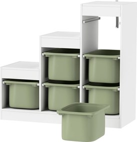 Móvel para Brinquedos, 96 x 38,5 x 90 cm, 6 Caixas Amovíveis, Verde